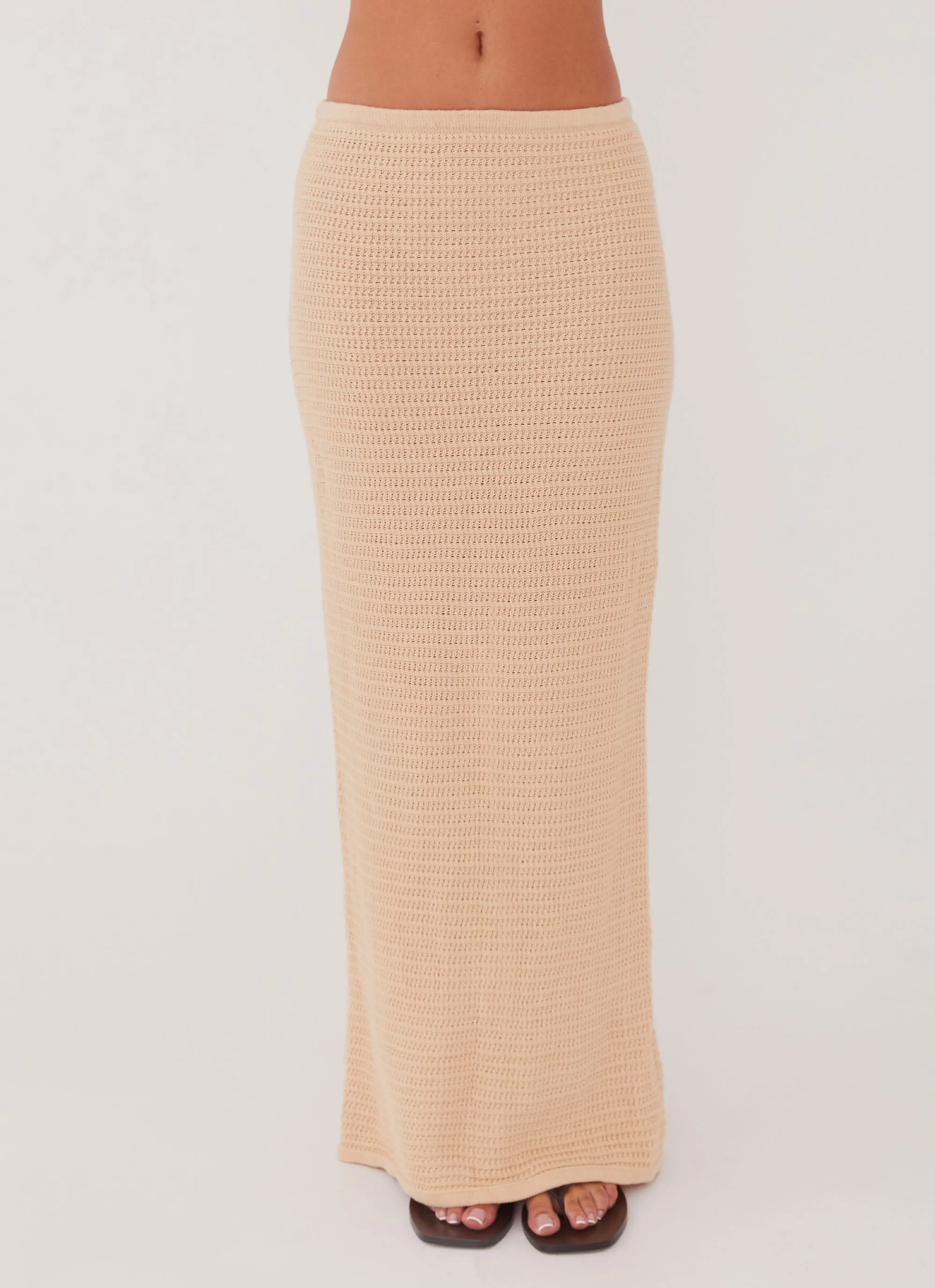 Emaline Knit Maxi Skirt - Beige