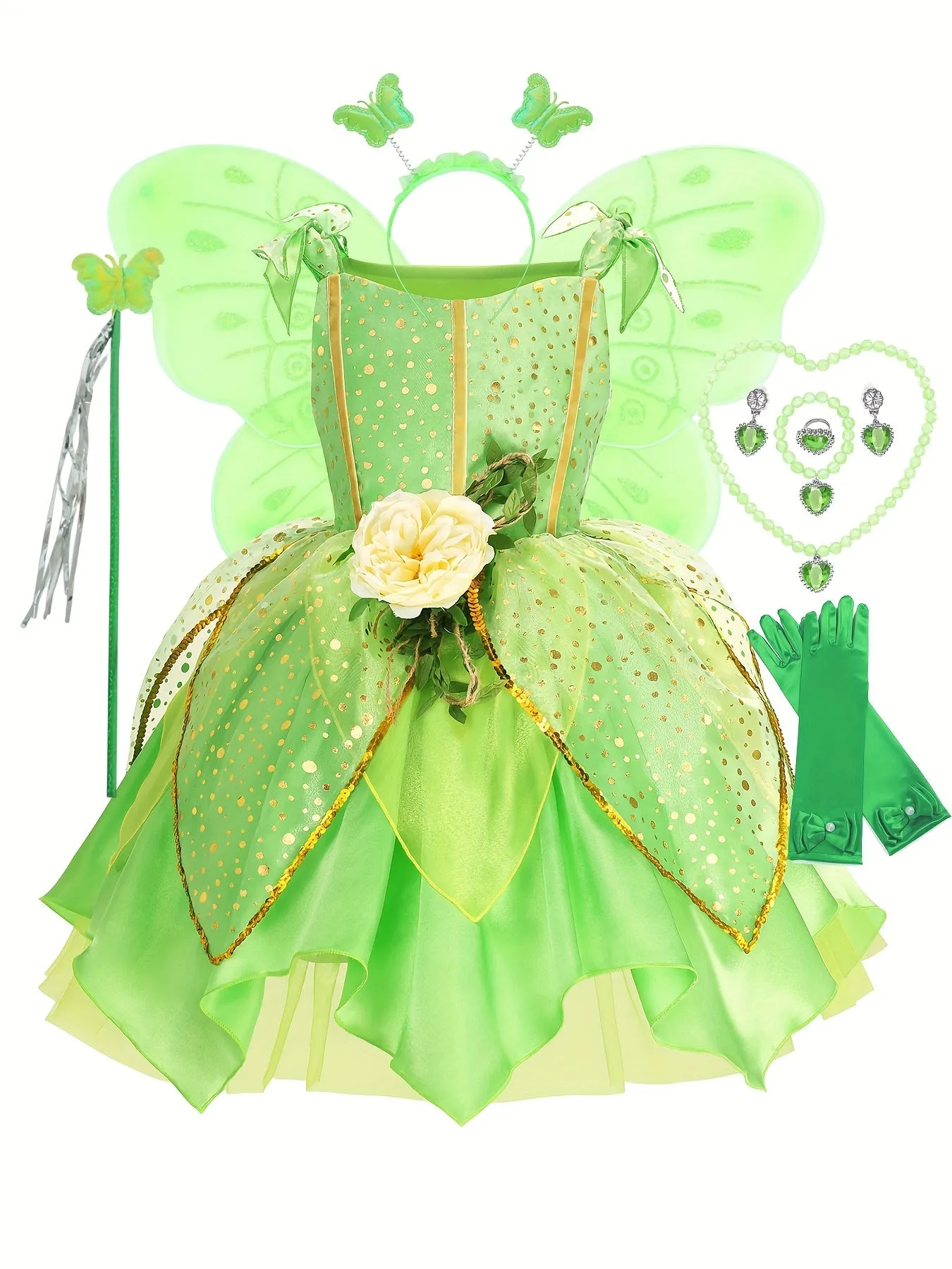 Enchanting Fairy Princess Tulle Dress - Sparkling Mesh Design for Dress Up Fun, Perfect for Halloween Parties, Performances & Carnivals - An Ideal Magical Gift for Little Girls