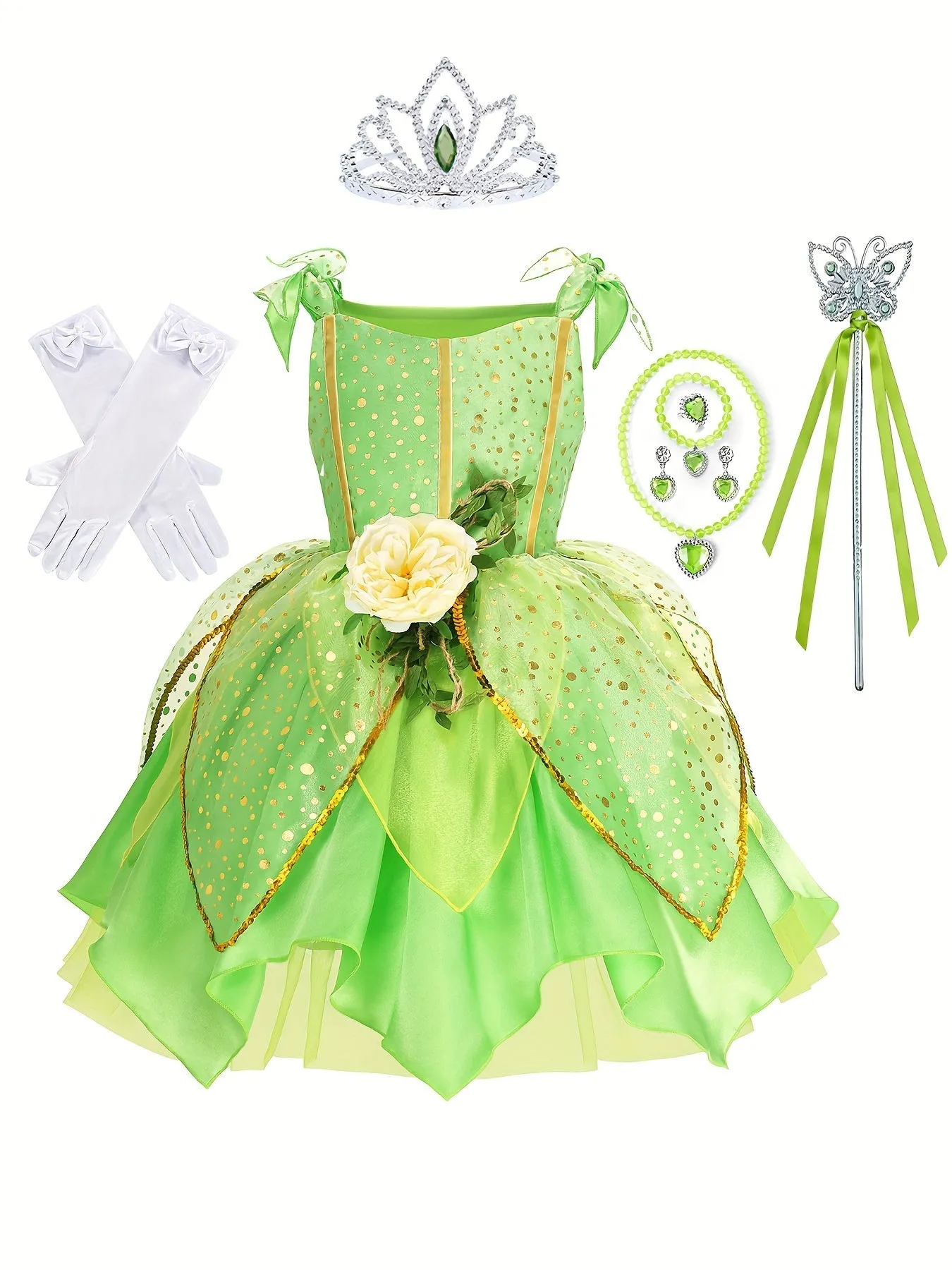 Enchanting Fairy Princess Tulle Dress - Sparkling Mesh Design for Dress Up Fun, Perfect for Halloween Parties, Performances & Carnivals - An Ideal Magical Gift for Little Girls