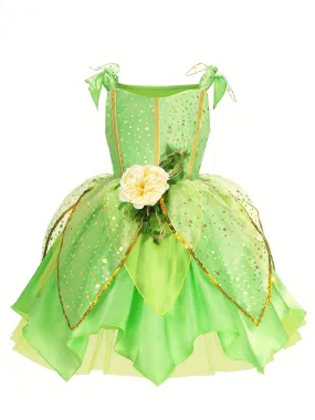 Enchanting Fairy Princess Tulle Dress - Sparkling Mesh Design for Dress Up Fun, Perfect for Halloween Parties, Performances & Carnivals - An Ideal Magical Gift for Little Girls