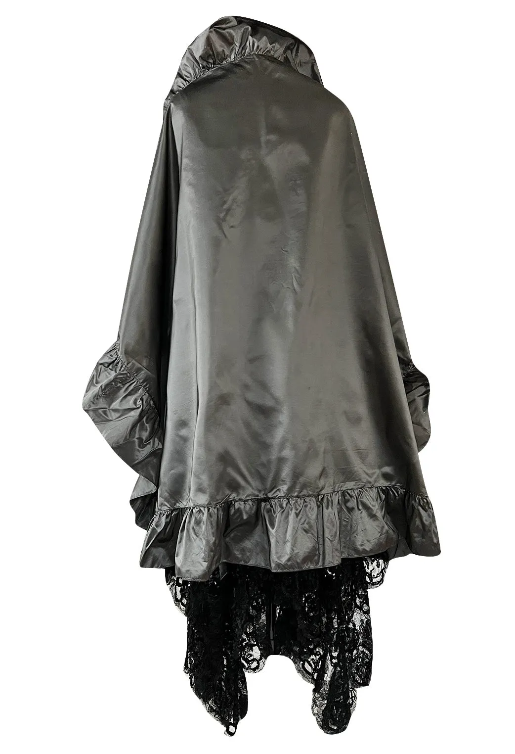 Fall 1981 Yves Saint Laurent Silver Silk Dress w Lace Netting & Sequin Detailing