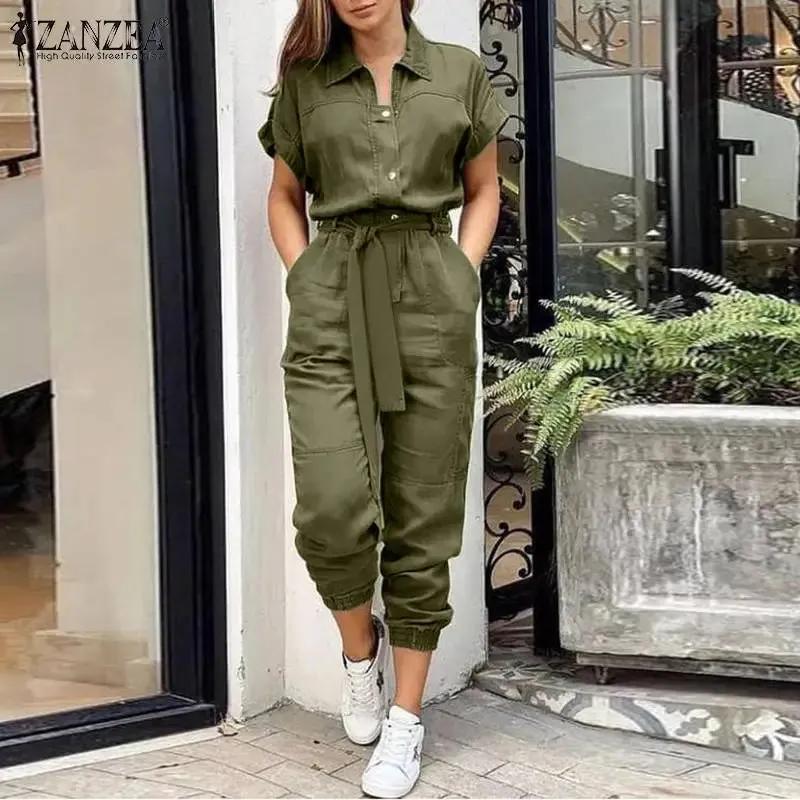 Fashion Summer Jumpsuits Women Elegant Cargo Pants