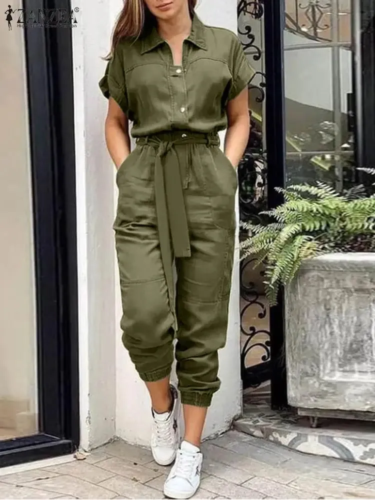 Fashion Summer Jumpsuits Women Elegant Cargo Pants