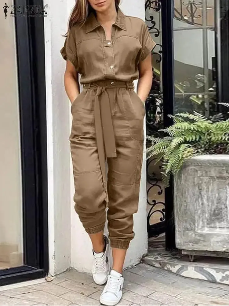 Fashion Summer Jumpsuits Women Elegant Cargo Pants