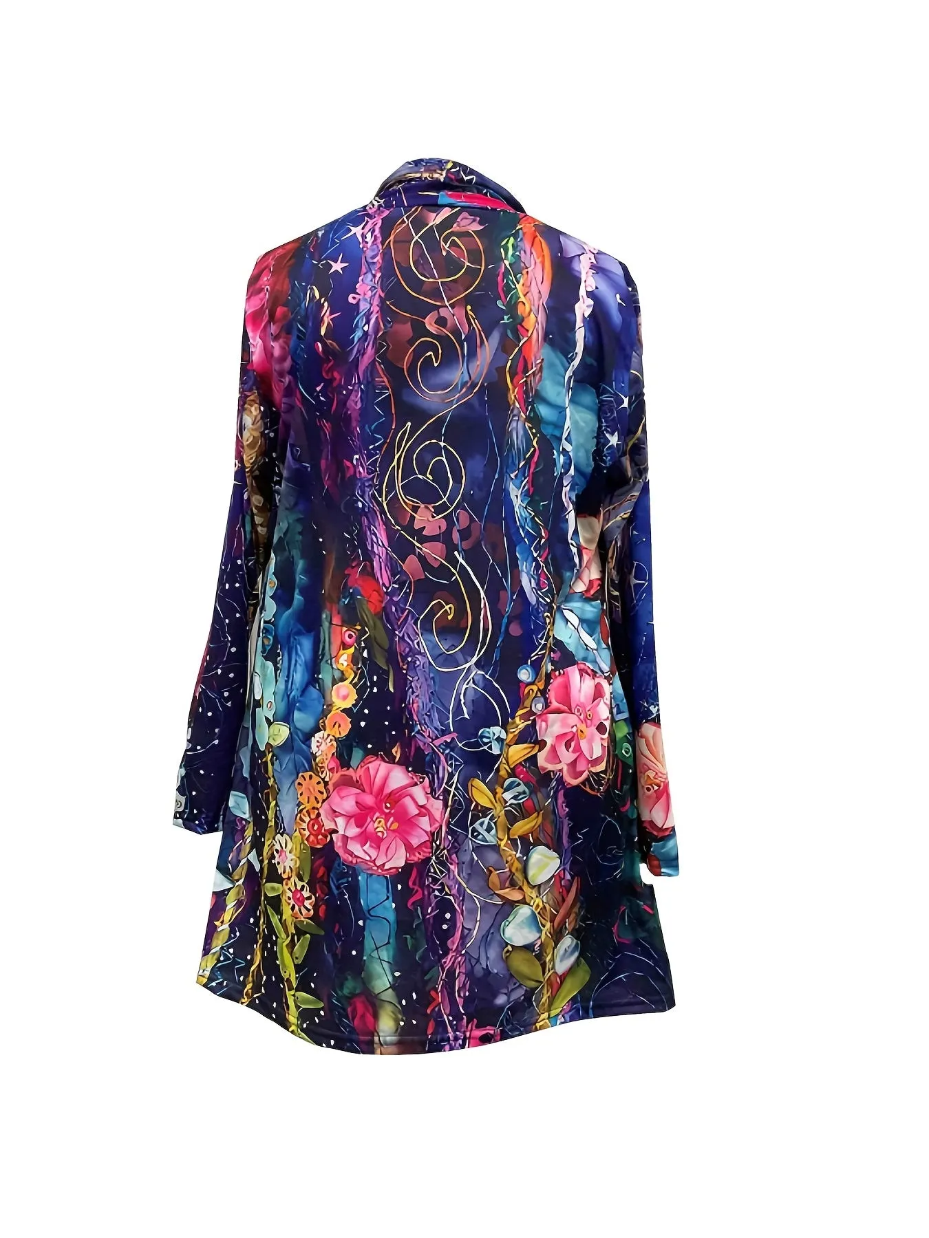 Floral Print Open Front Cardigan for Plus Size Women