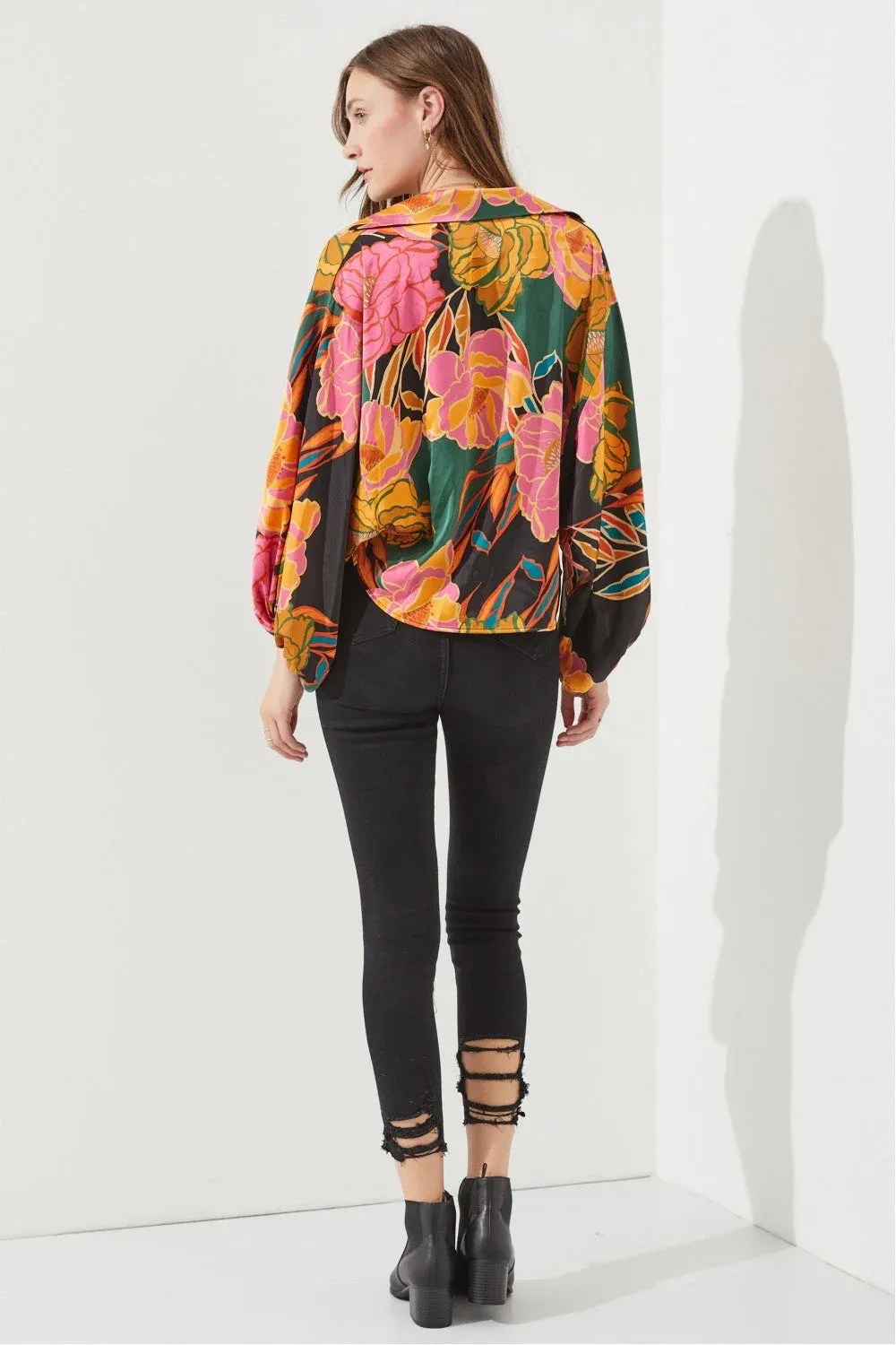 FLORAL PRINT TIE-FRONT CARDIGAN