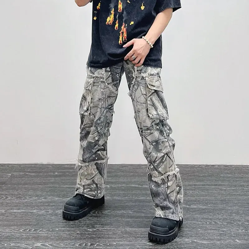 Flytonntore-Streetwear Men Outfits Tomboy Fits -Men Fall Outfits Outwear Streetwear y2k 90s Fashion 2023 Overalls Camouflage Y2K Fashion Baggy Flare Jeans Cargo Pants Men Clothing Straight Women Wide Leg Long Trousers Pantalones