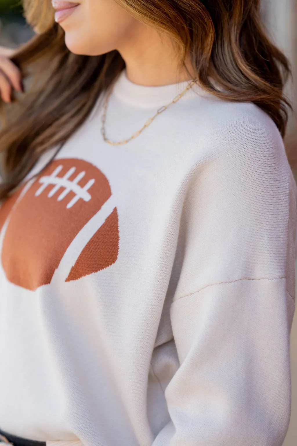 Football Ribbed Trim Sweater