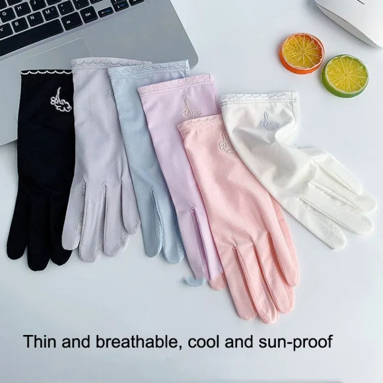 Free Code Summer Sunscreen Anti-ultraviolet Ice Silk Thin Gloves(White)