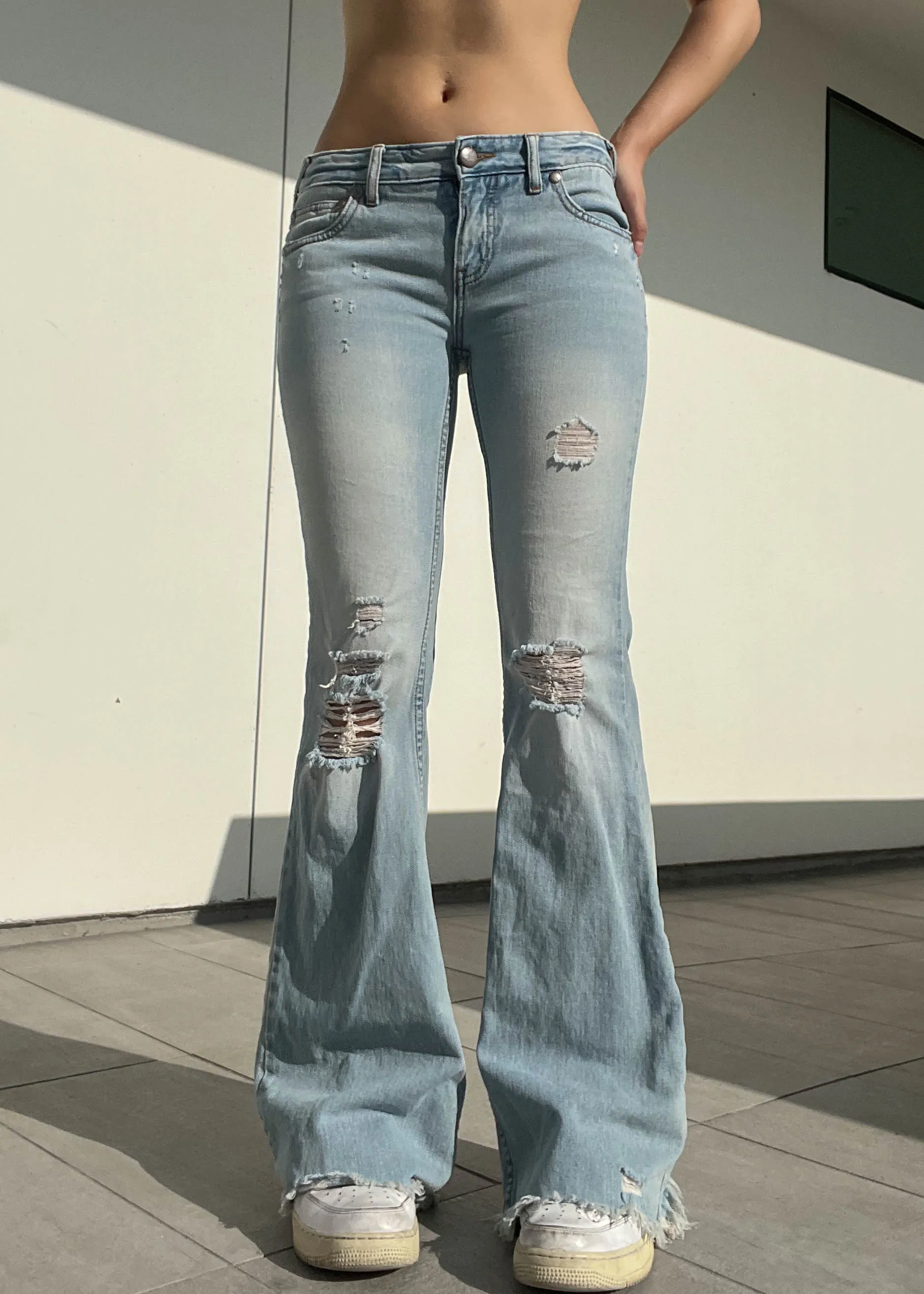 Free People Light Wash Flares