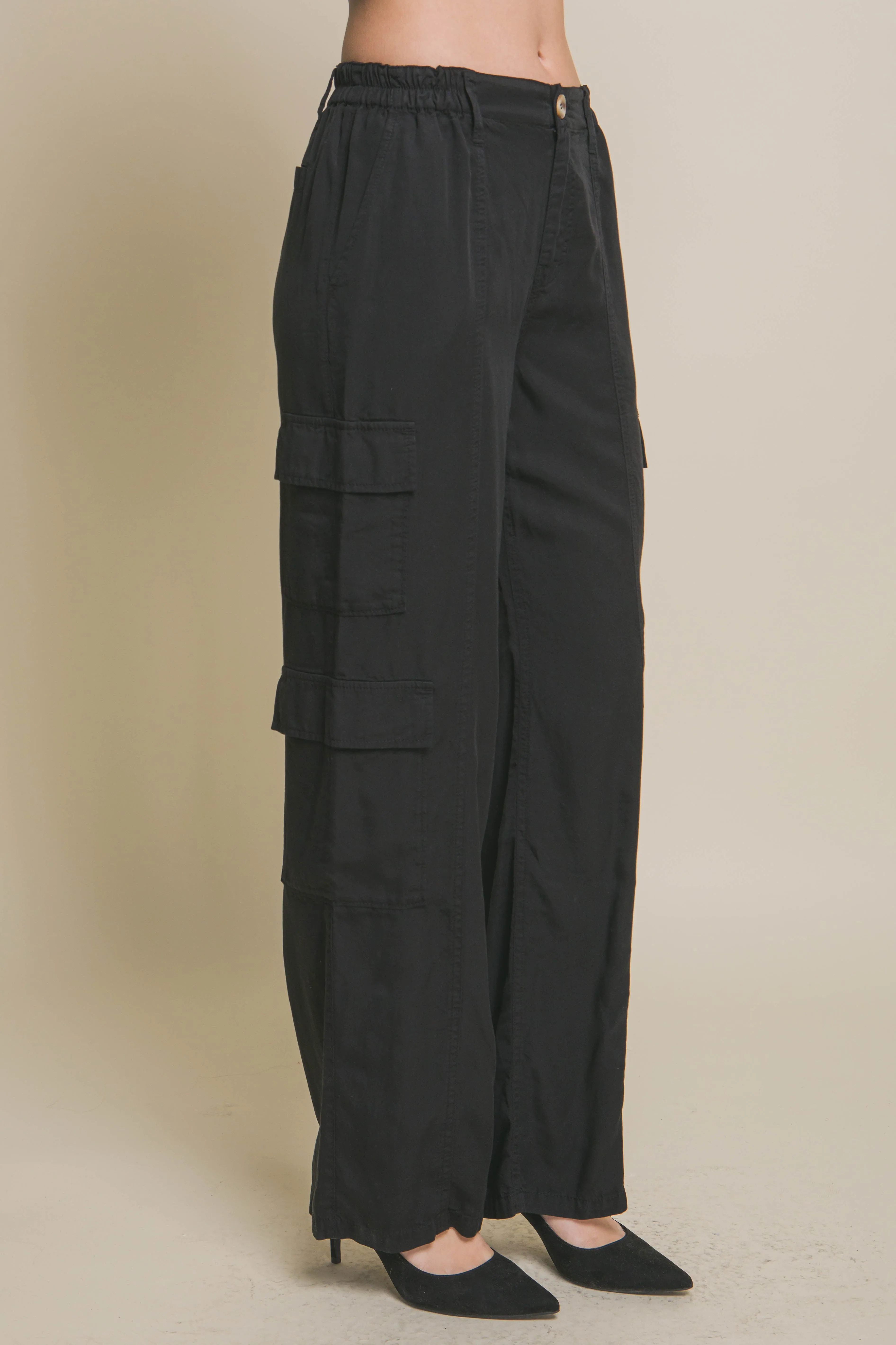 Full-length Women's Tencel Pants With Cargo Pockets