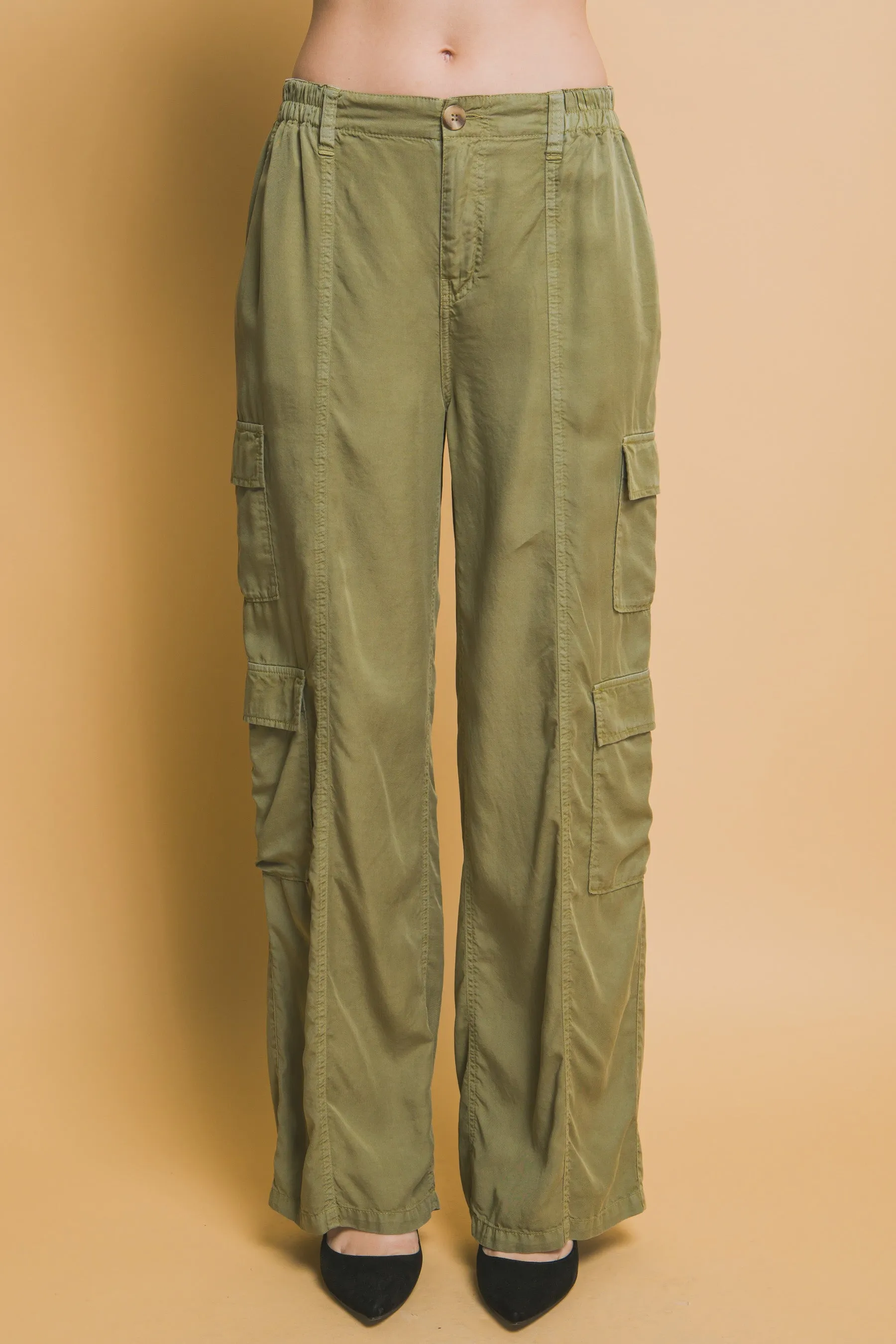 Full-length Women's Tencel Pants With Cargo Pockets