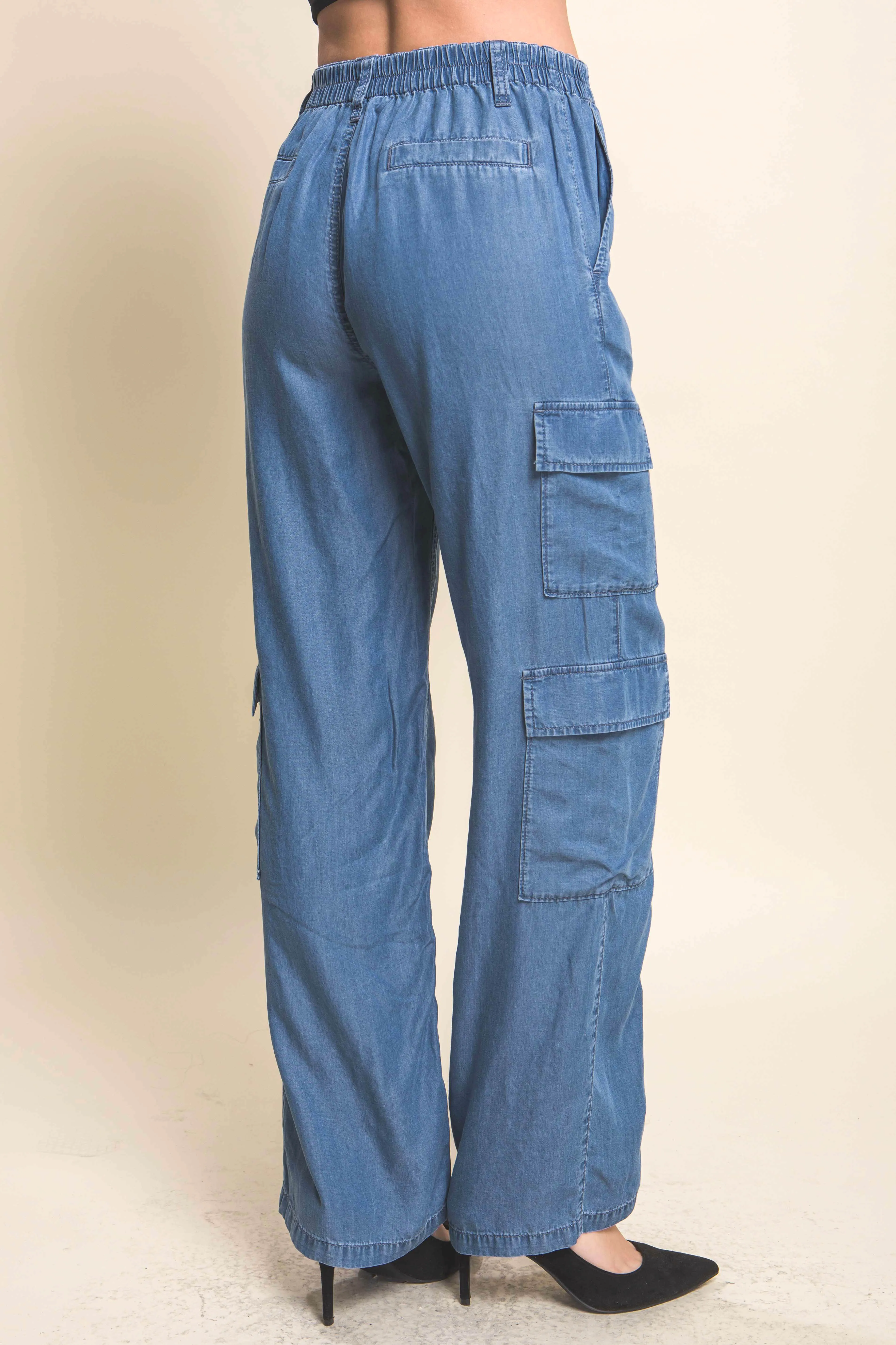 Full-length Women's Tencel Pants With Cargo Pockets