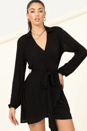 Georgette Faux Wrap Mini Dress