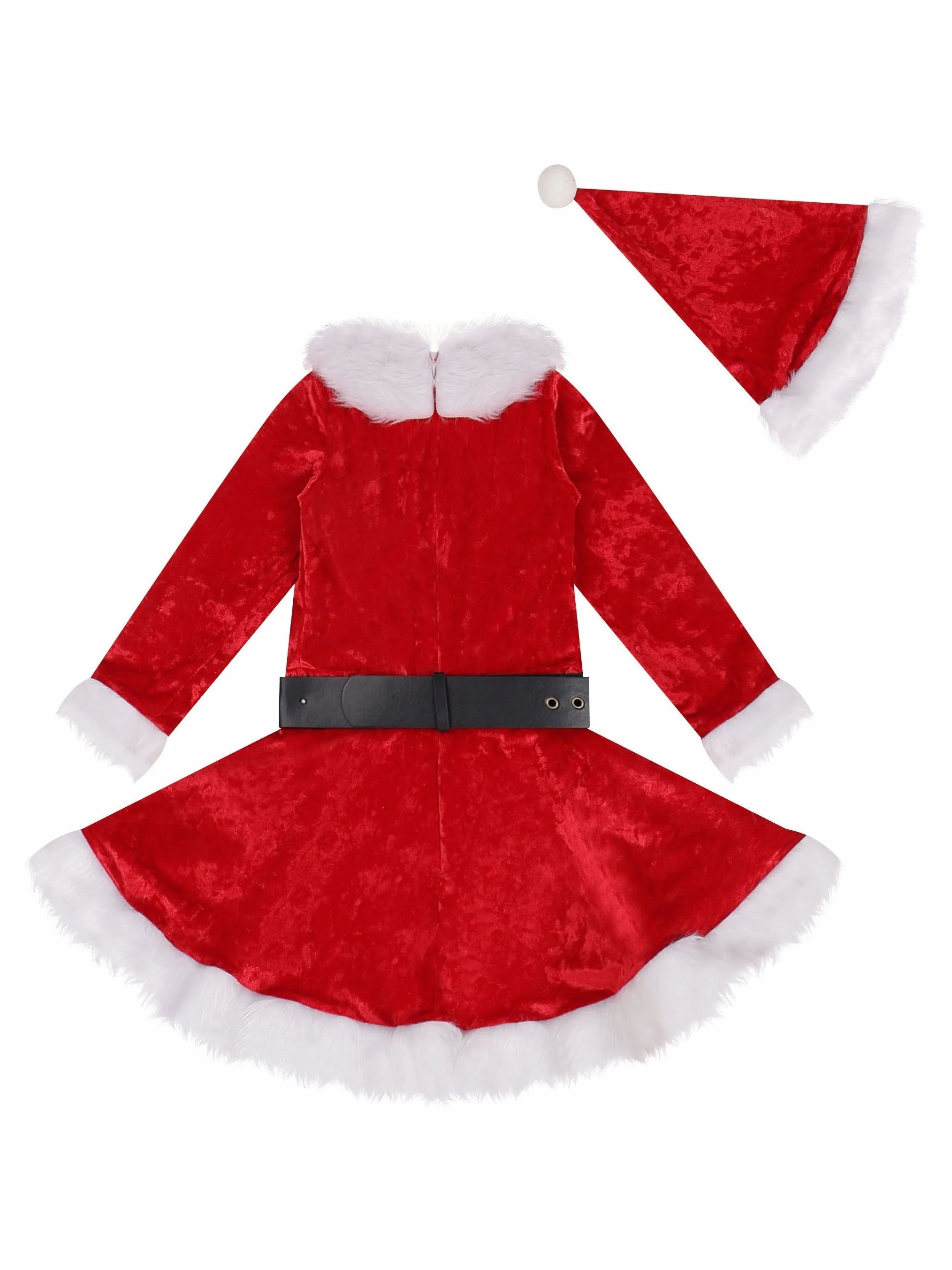 Girls Christmas Outfits 2pcs Dress   Hat Set Christmas Elf Dress Set For Gift