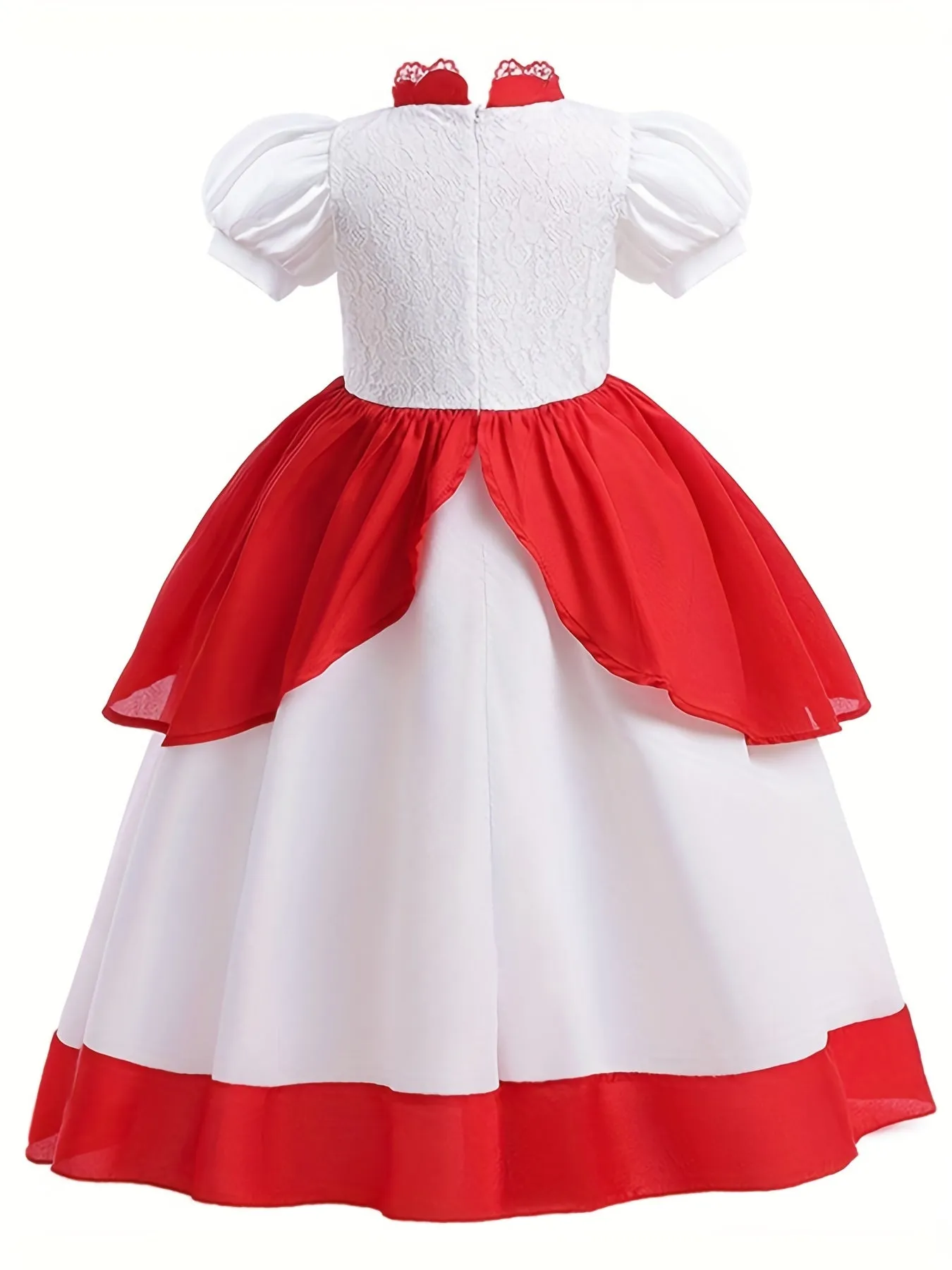 Girls Halloween Costume Princess Dress With Jewel, Puff Sleeves Dress