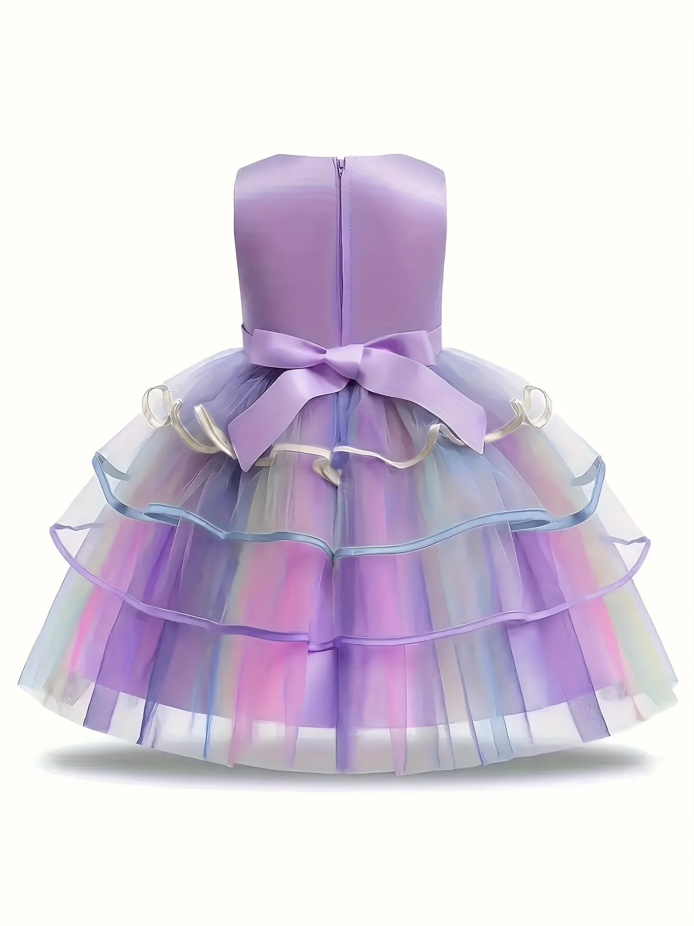 Girls Unicorn Princess Dress Cute Unicorn Floral Print Mesh Princess Dress Tulle Dresses (with Headgear)