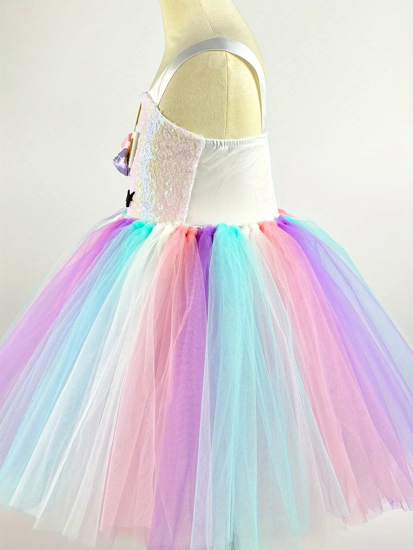 Girls Unicorn Tutu Dress Rainbow Tulle Princess Dress 3-10 Years Kids Unicorn Birthday Party Dresses Summer Vacation Halloween Dress Up Costumes Holiday Gifts