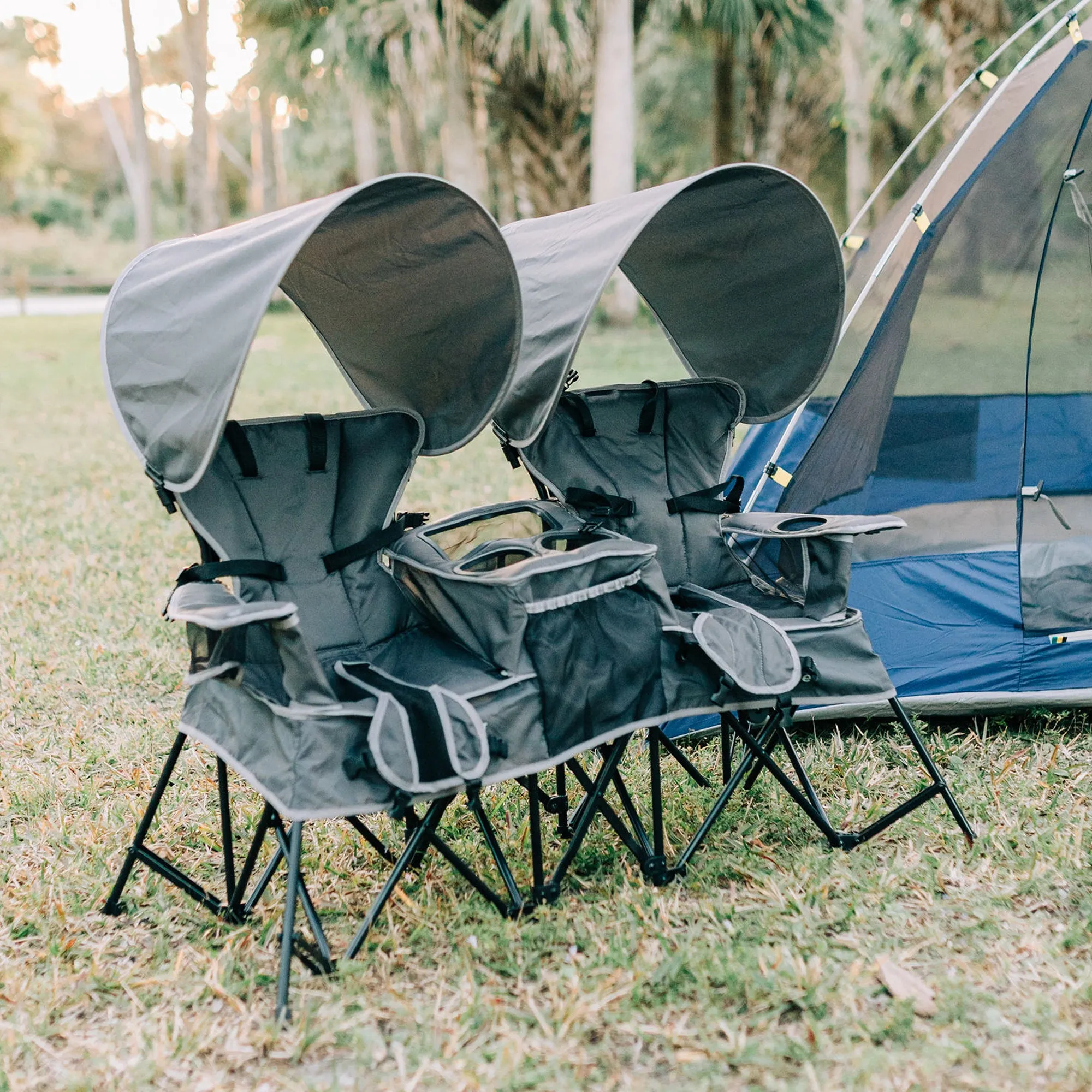 Go With Me® Duo Deluxe Portable Double Chair - Grey