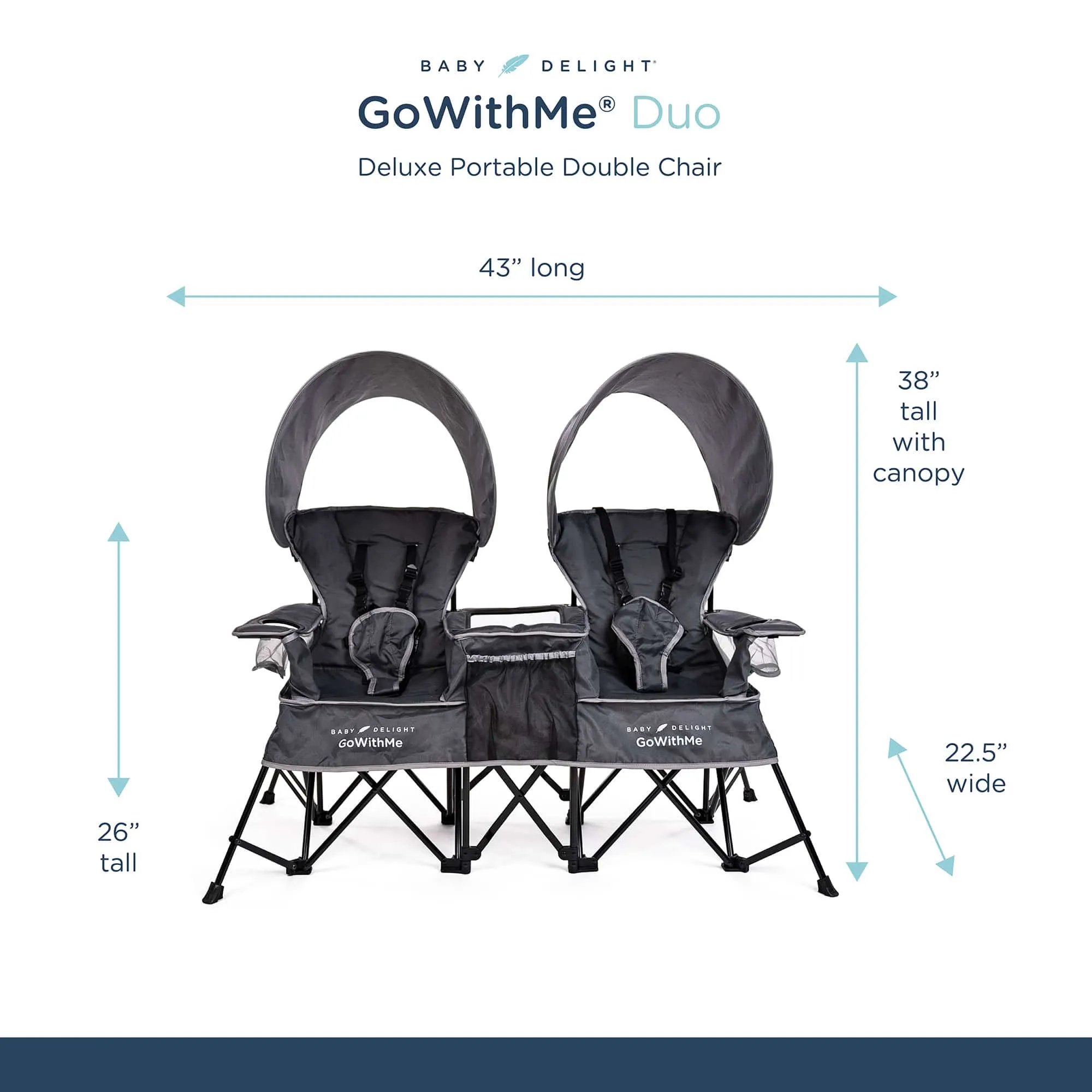 Go With Me® Duo Deluxe Portable Double Chair - Grey