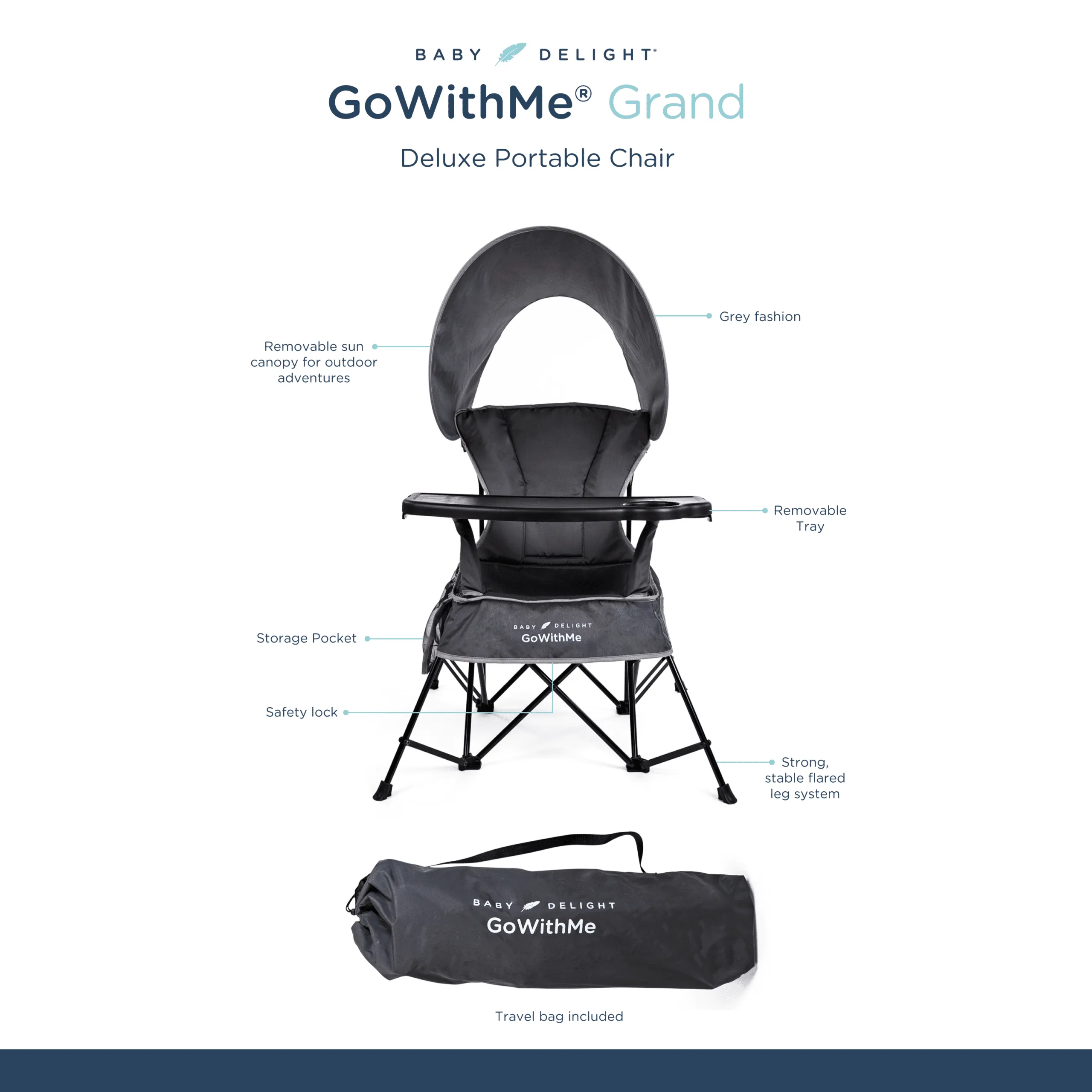 Go With Me® Grand Deluxe Portable Chair for Kids - Grey