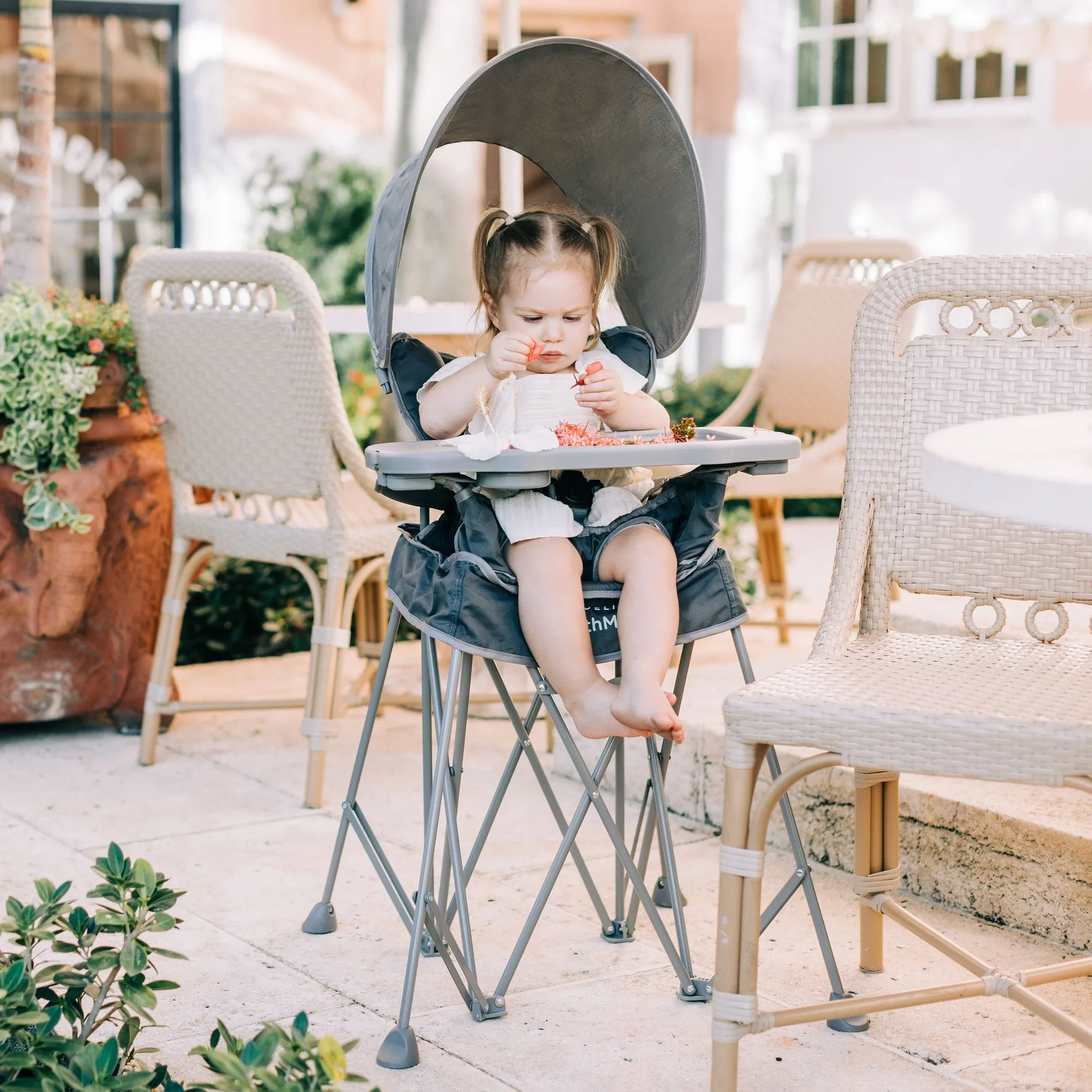 Go With Me® Uplift Deluxe Portable High Chair with Canopy- Grey