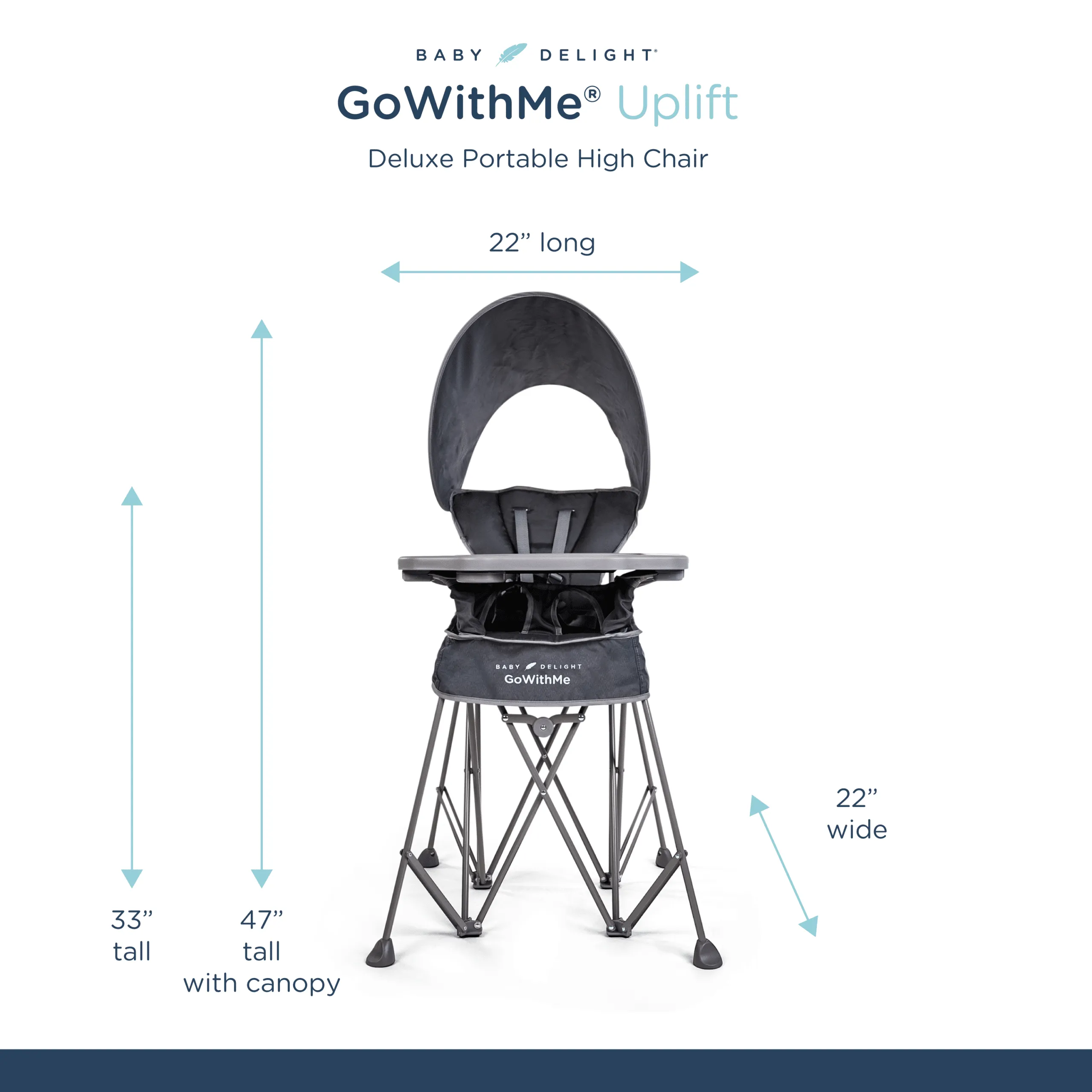 Go With Me® Uplift Deluxe Portable High Chair with Canopy- Grey