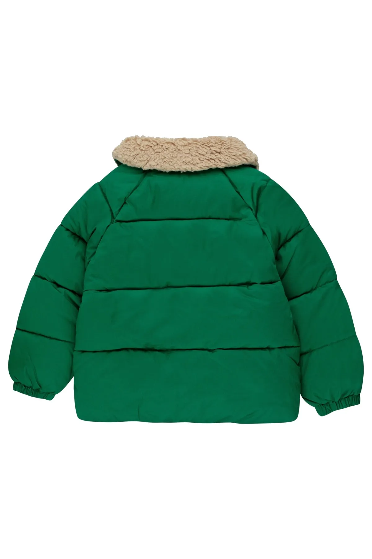 Green Solid Puffer Jacket