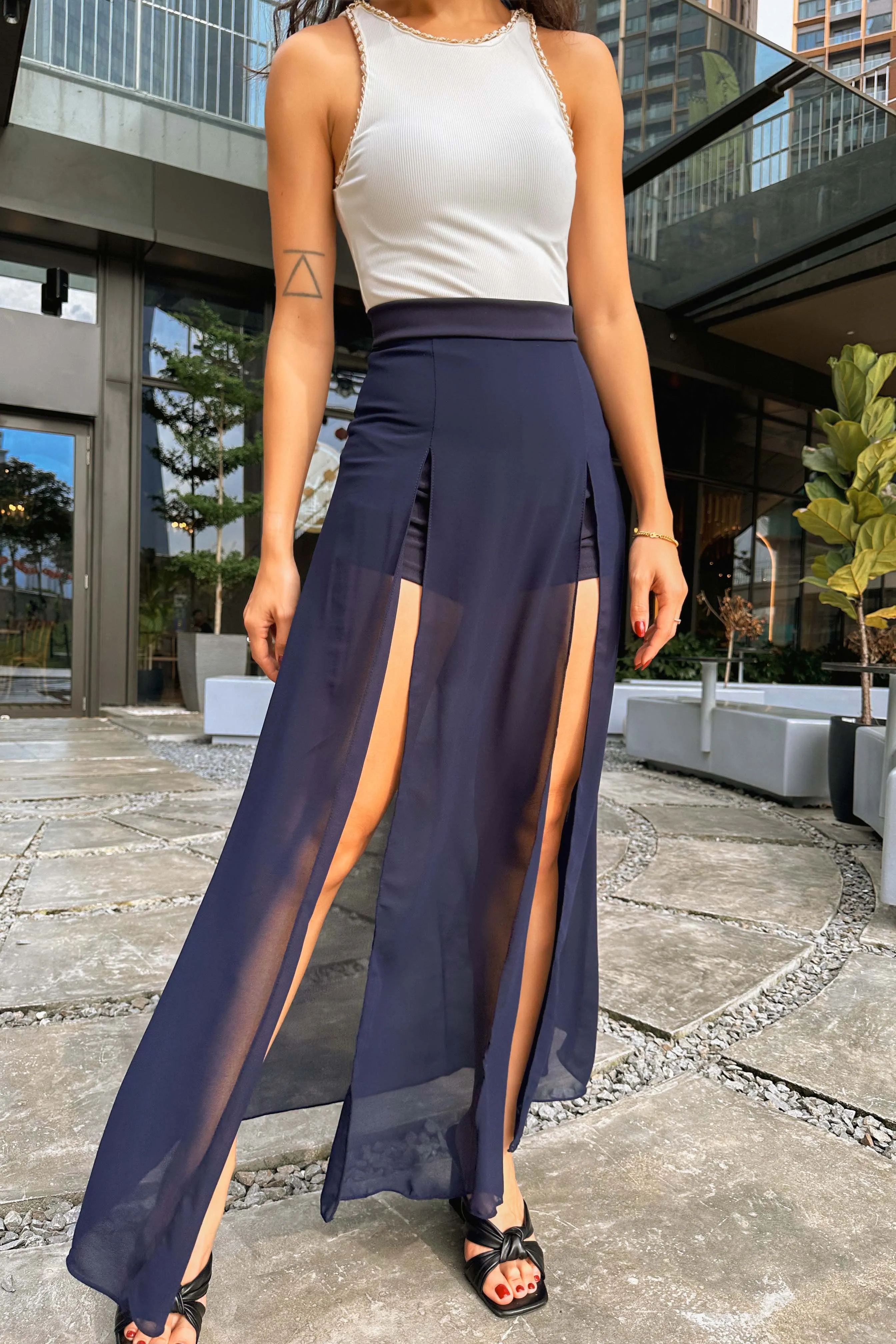 Hades Flared Skirt in Navy