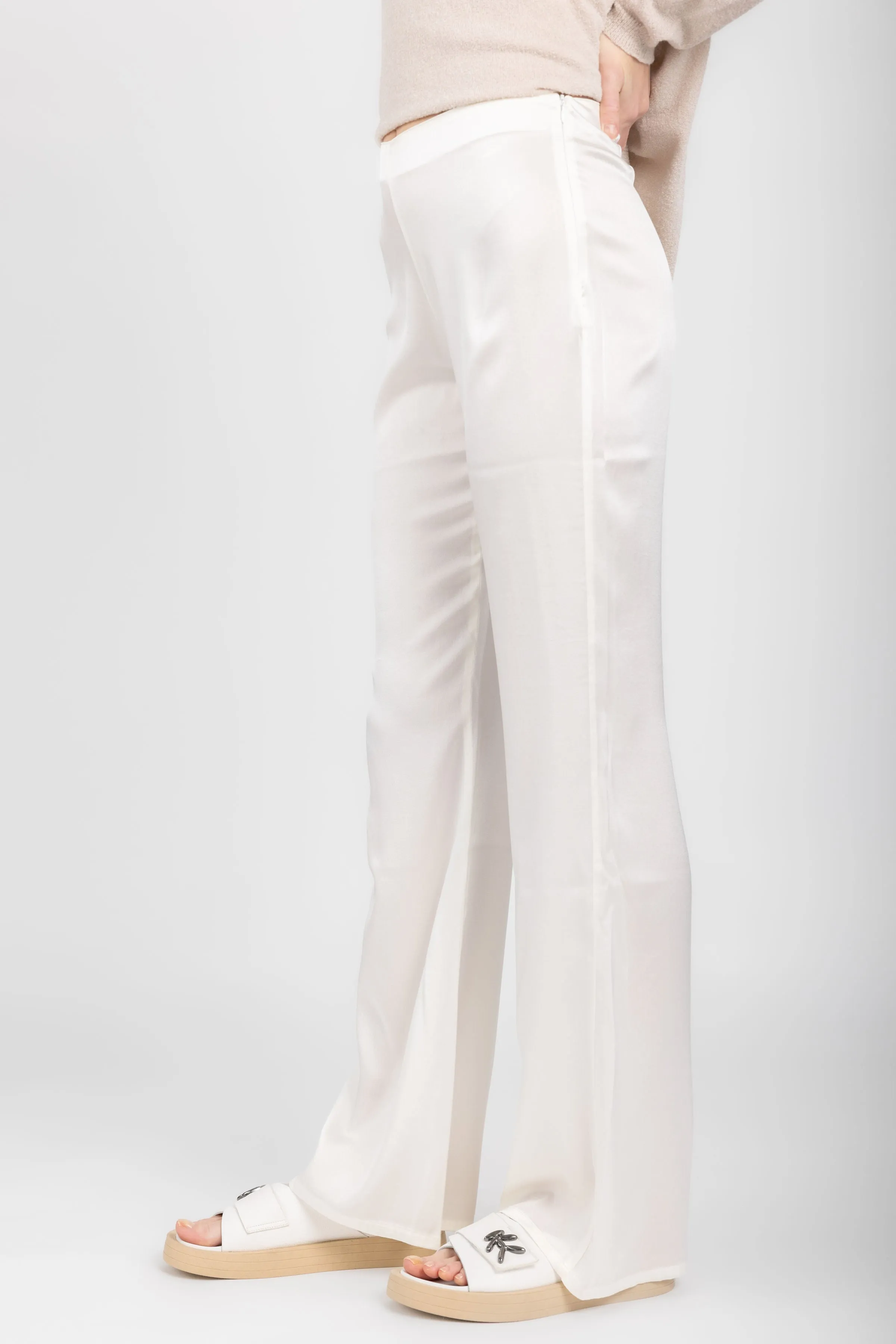 Hand-Painted Silk Pant in Bianco