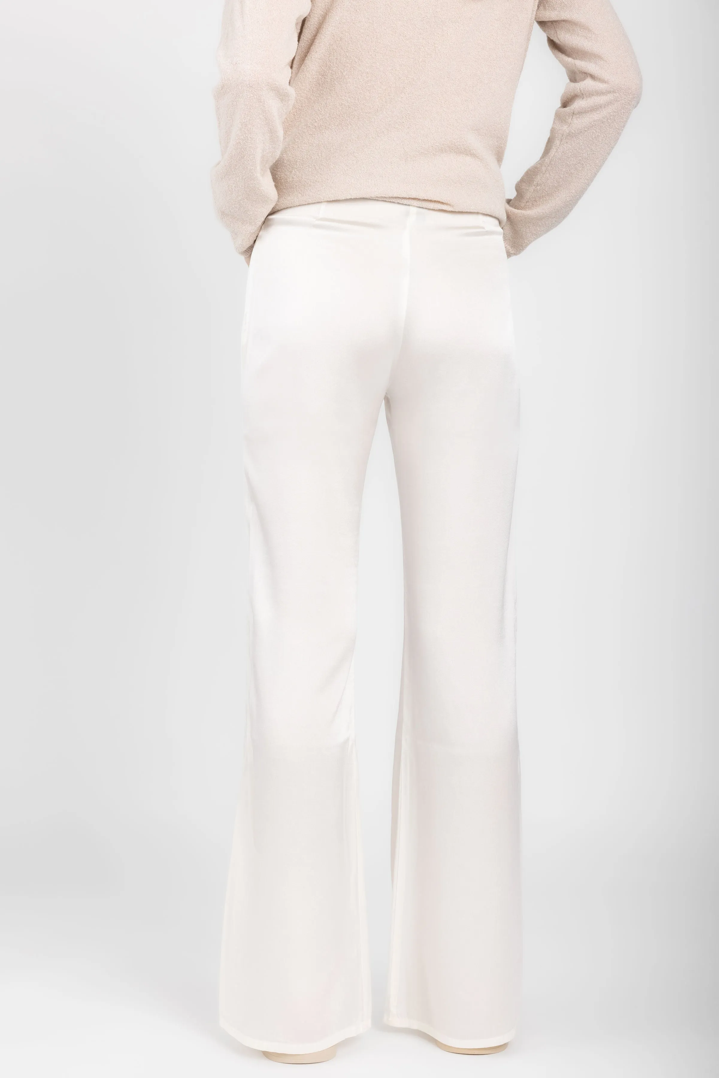 Hand-Painted Silk Pant in Bianco