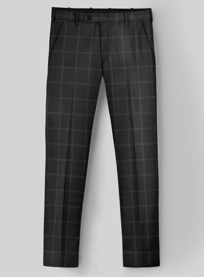 Hardy Minnis Charcoal Windowpane Wool Pants