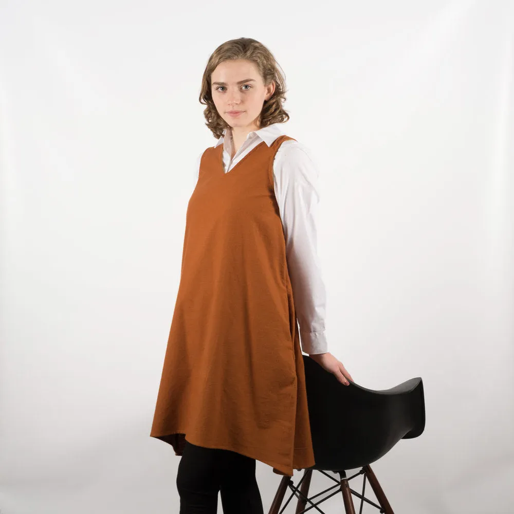 Henrietta Dress in Burnt Sienna Flannel (XXS, S, M)