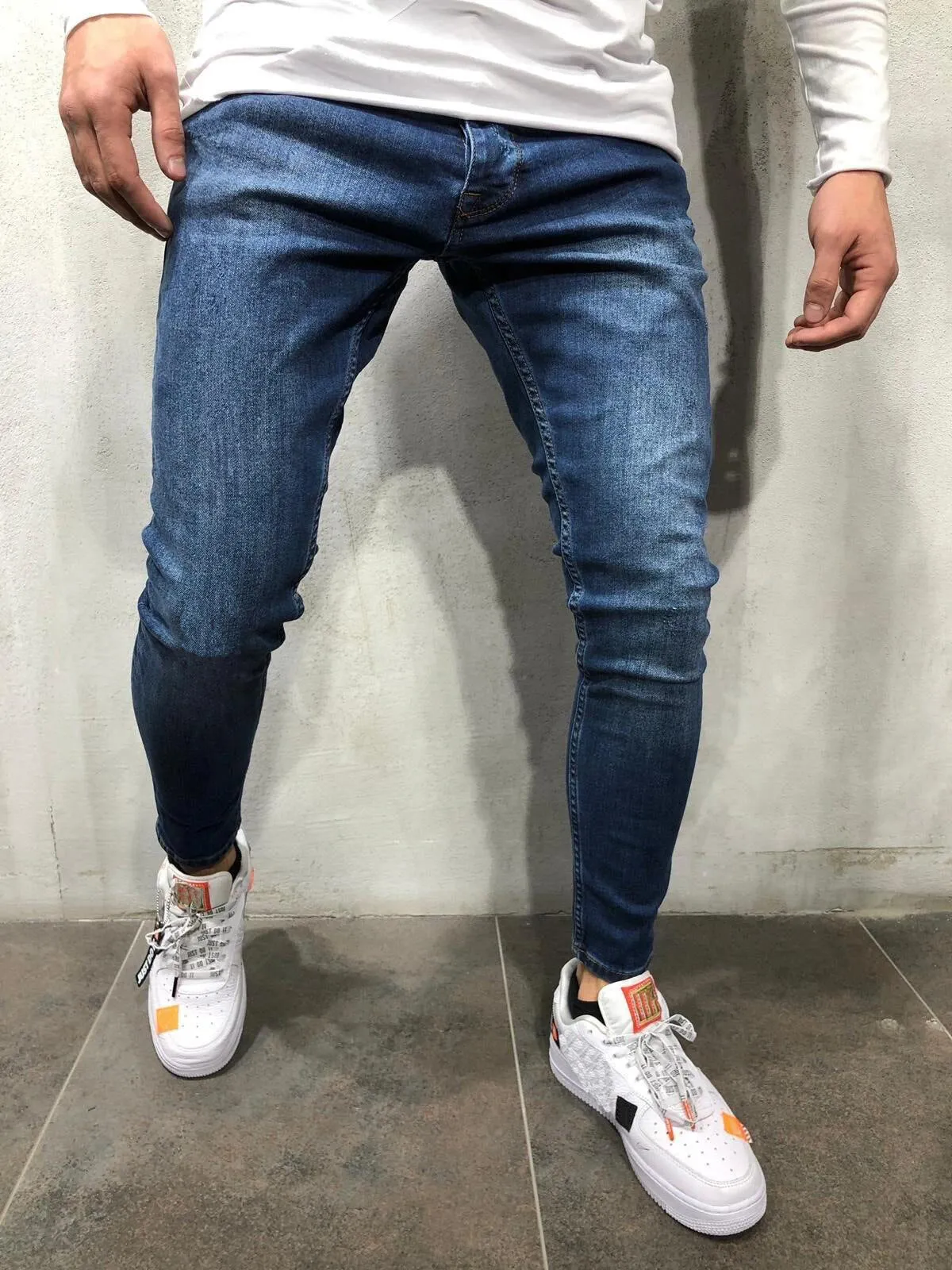 High Quality European and American Men's Stretch Skinny Jeans Hot Trade New SATINE Three Colors Hot