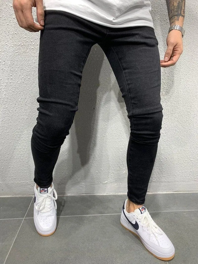 High Quality European and American Men's Stretch Skinny Jeans Hot Trade New SATINE Three Colors Hot