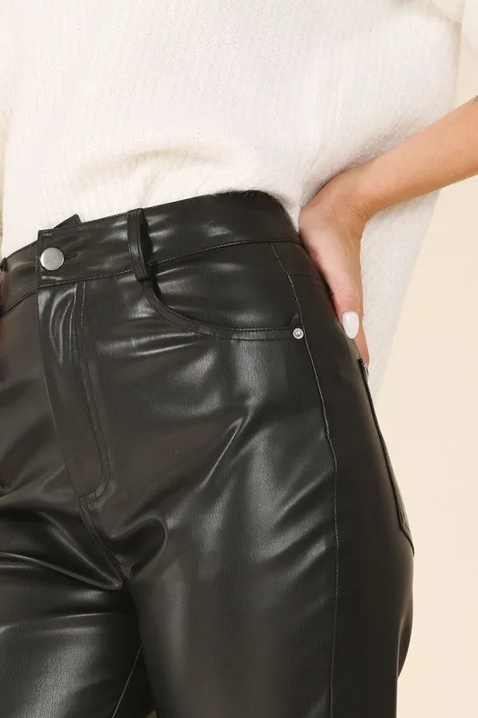 High Rise Black Vegan Leather Pants