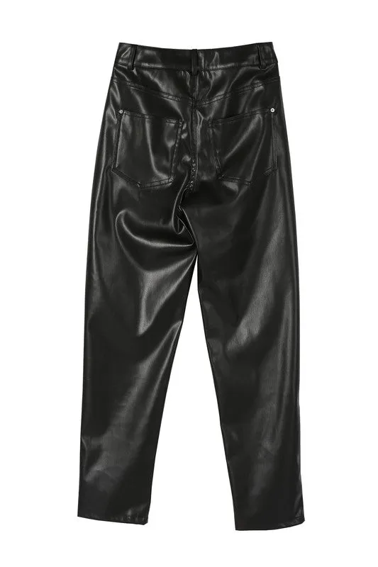 High Rise Black Vegan Leather Pants