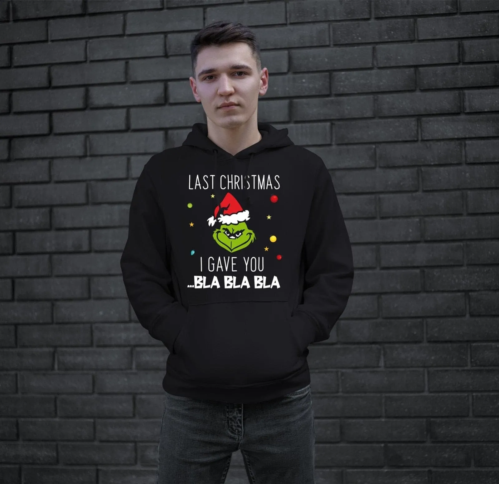 Hoodie - Grinch - Last Christmas I gave you ... bla bla bla (Gesicht)