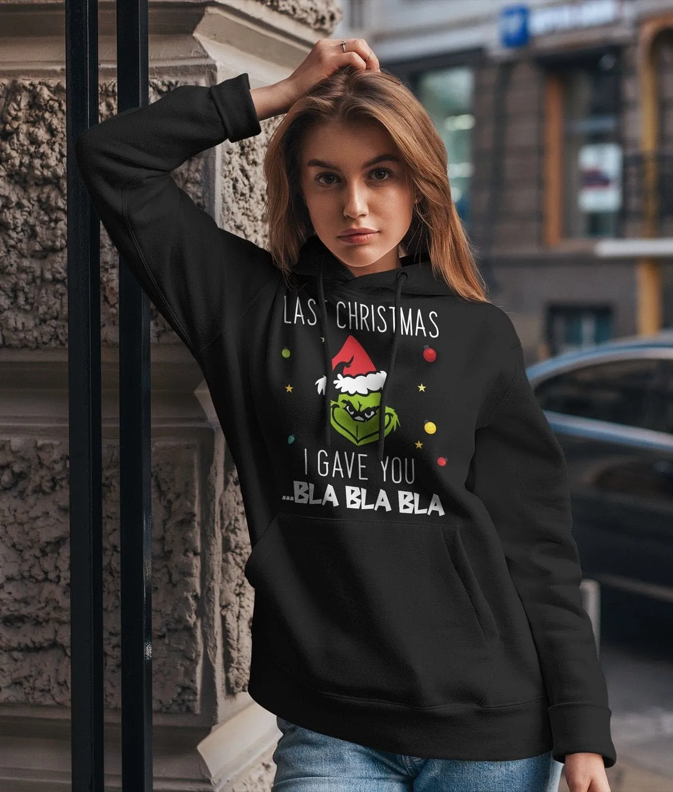 Hoodie - Grinch - Last Christmas I gave you ... bla bla bla (Gesicht)