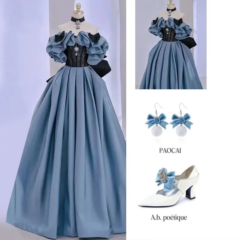 IKEARLAX  Princess Evening Dress  New Banquet Host Dress Female Solo Art Exam Piano Performance Dress