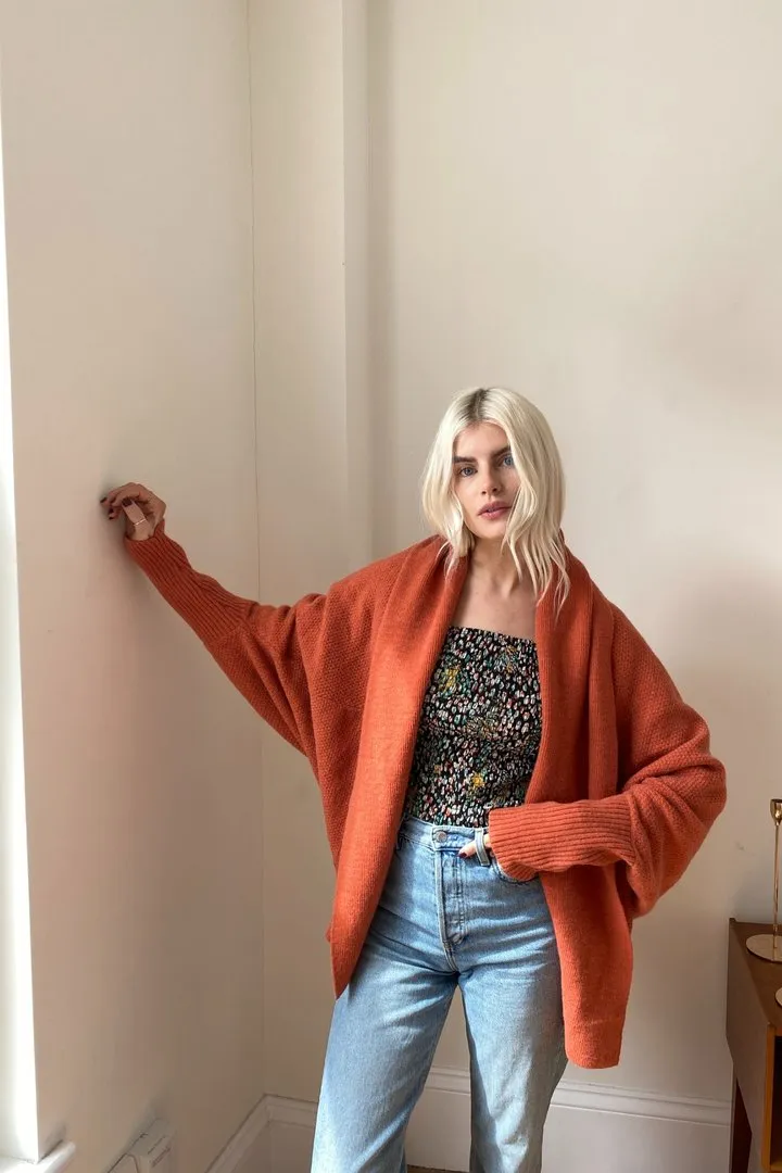 Isla Oversized Cardigan (Orange)