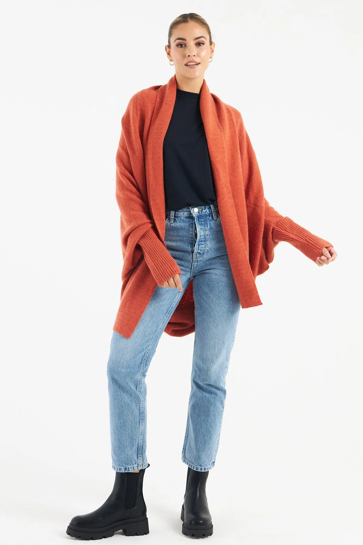 Isla Oversized Cardigan (Orange)