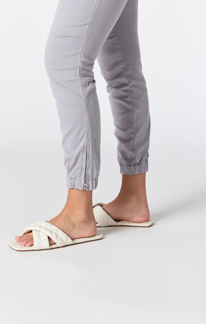 IVY SLIM CARGO PANTS IN SILVER SCONCE SATEEN