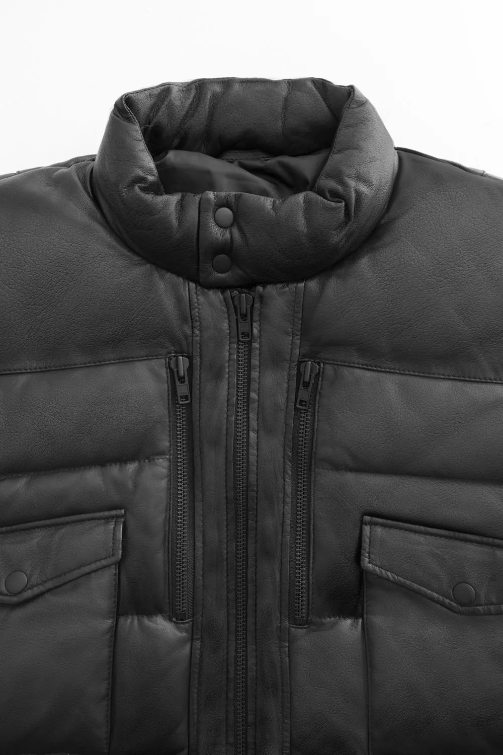 Jace Mens Puffer Leather Jacket