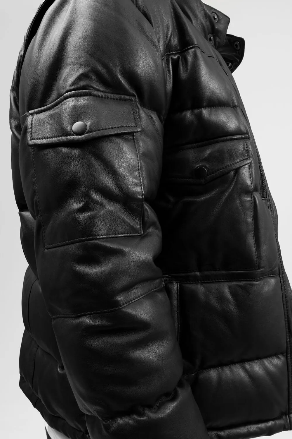 Jace Mens Puffer Leather Jacket