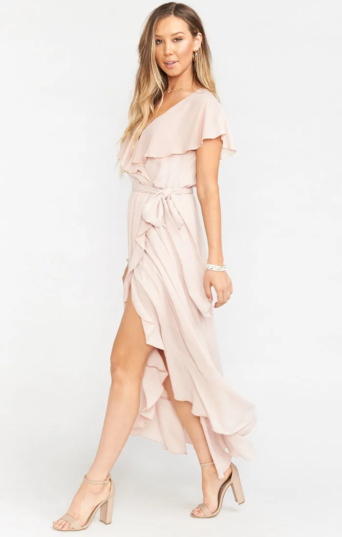 Jess Ruffle Midi Dress ~ Dusty Blush Crisp