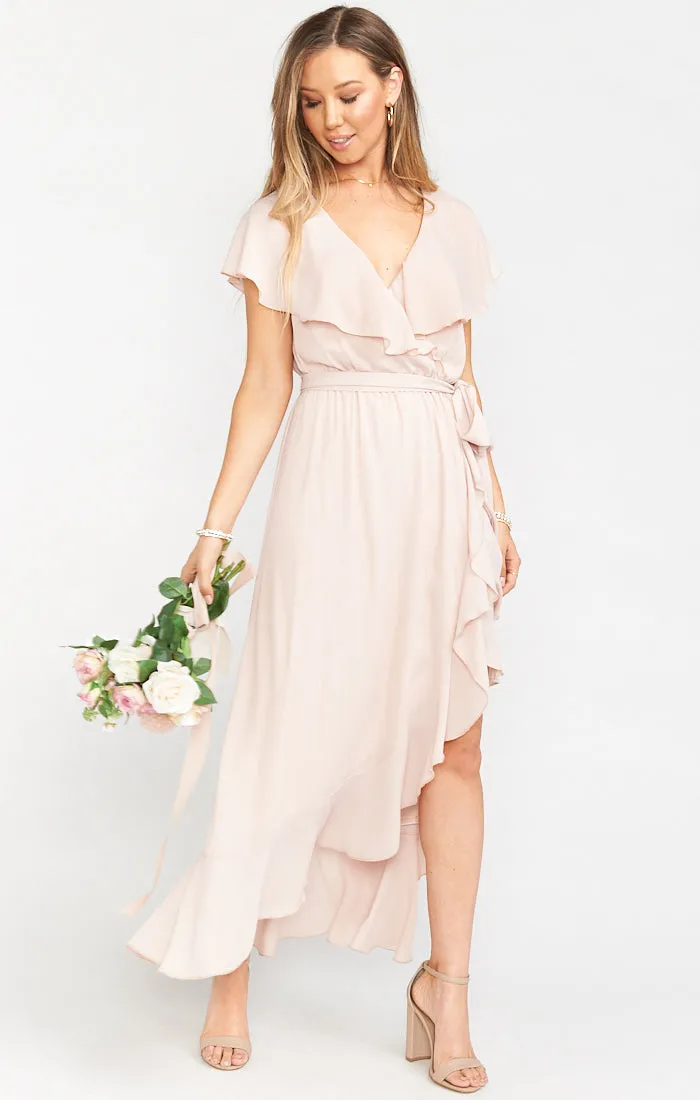 Jess Ruffle Midi Dress ~ Dusty Blush Crisp