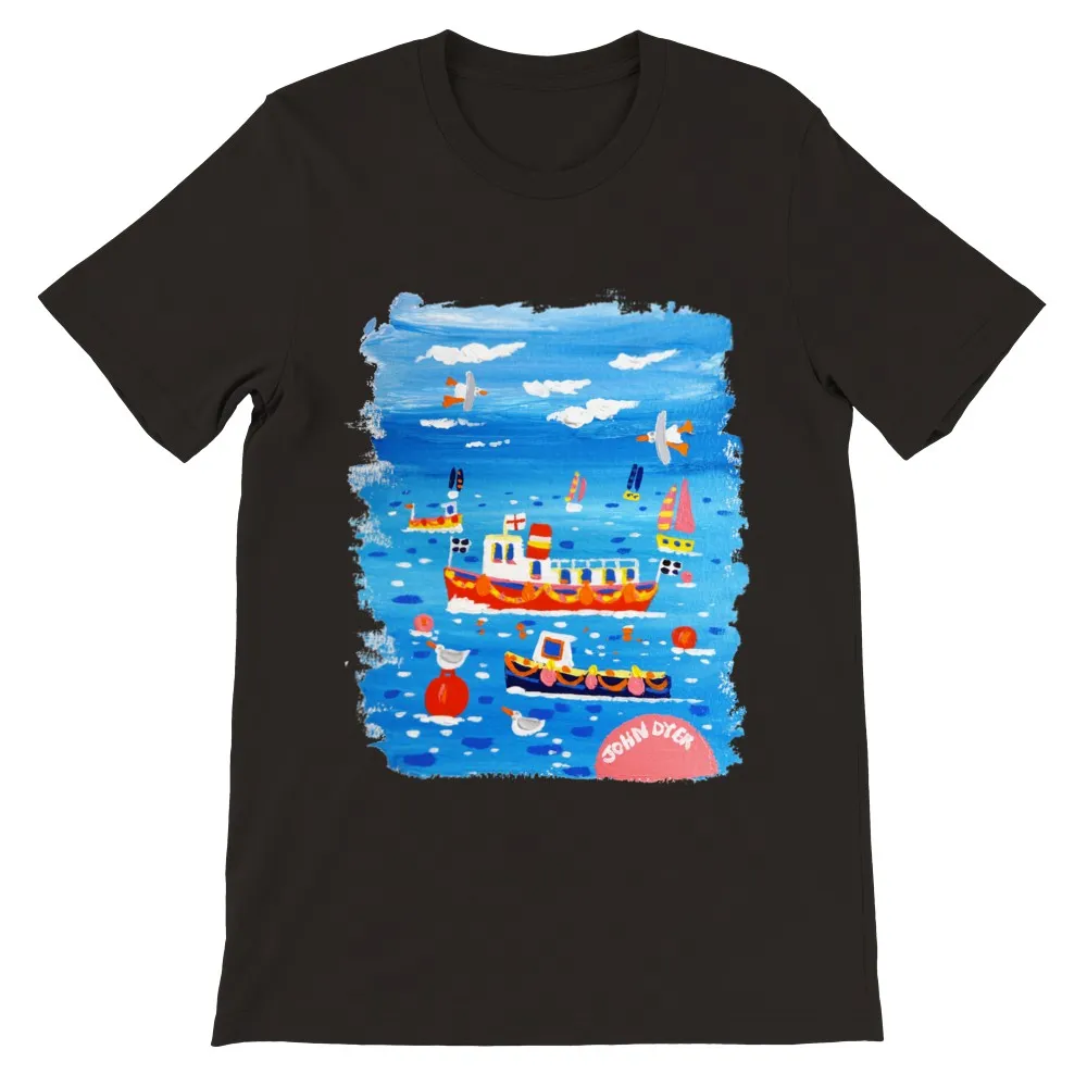 John Dyer Unisex Cornwall Art T-Shirt. 'Cornish Boats'. Cornwall Art Gallery