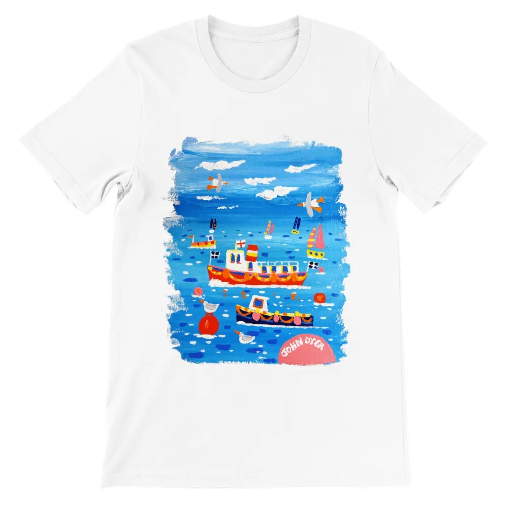 John Dyer Unisex Cornwall Art T-Shirt. 'Cornish Boats'. Cornwall Art Gallery