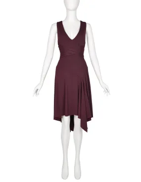 Julien Macdonald Vintage Bordeaux Jersey Wrapping Strap Halter Dress